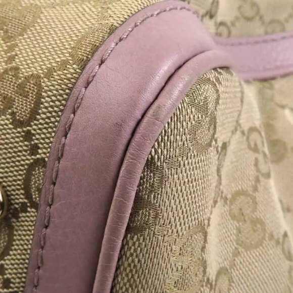 Auth GUCCI Handbag Shoulder Bag Beige/Light Purple GG Canvas/Leather - Picture 8 of 16